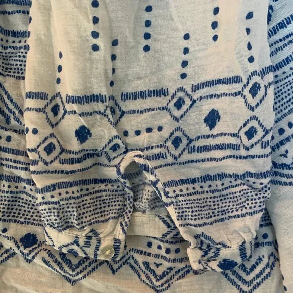 Merona Henna Design 3/4 Button Sleeve V-Neck Cotton Peasant Blouse - Picture 4 of 7